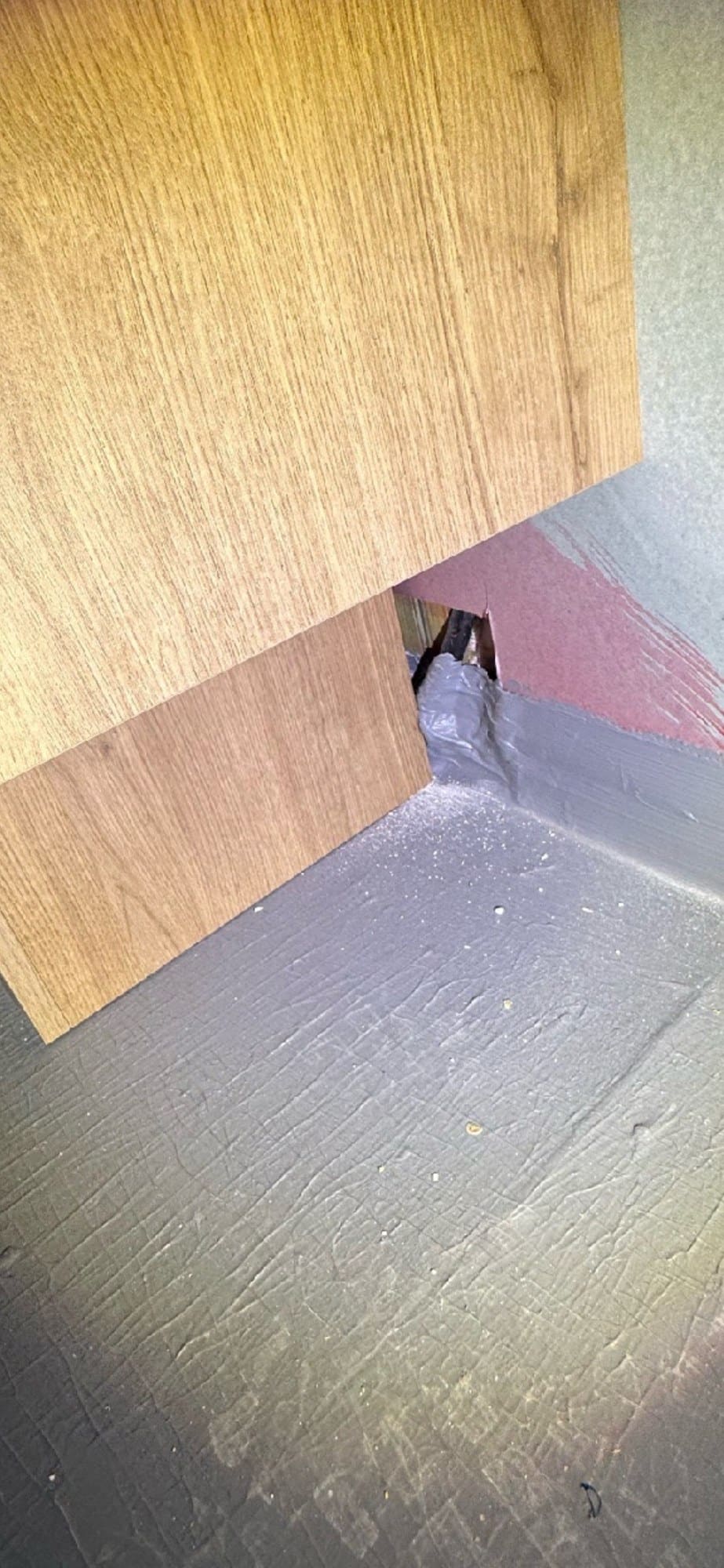 Damaged wall/waterproofing, recorded during a waterproofing inspection in Cleveland