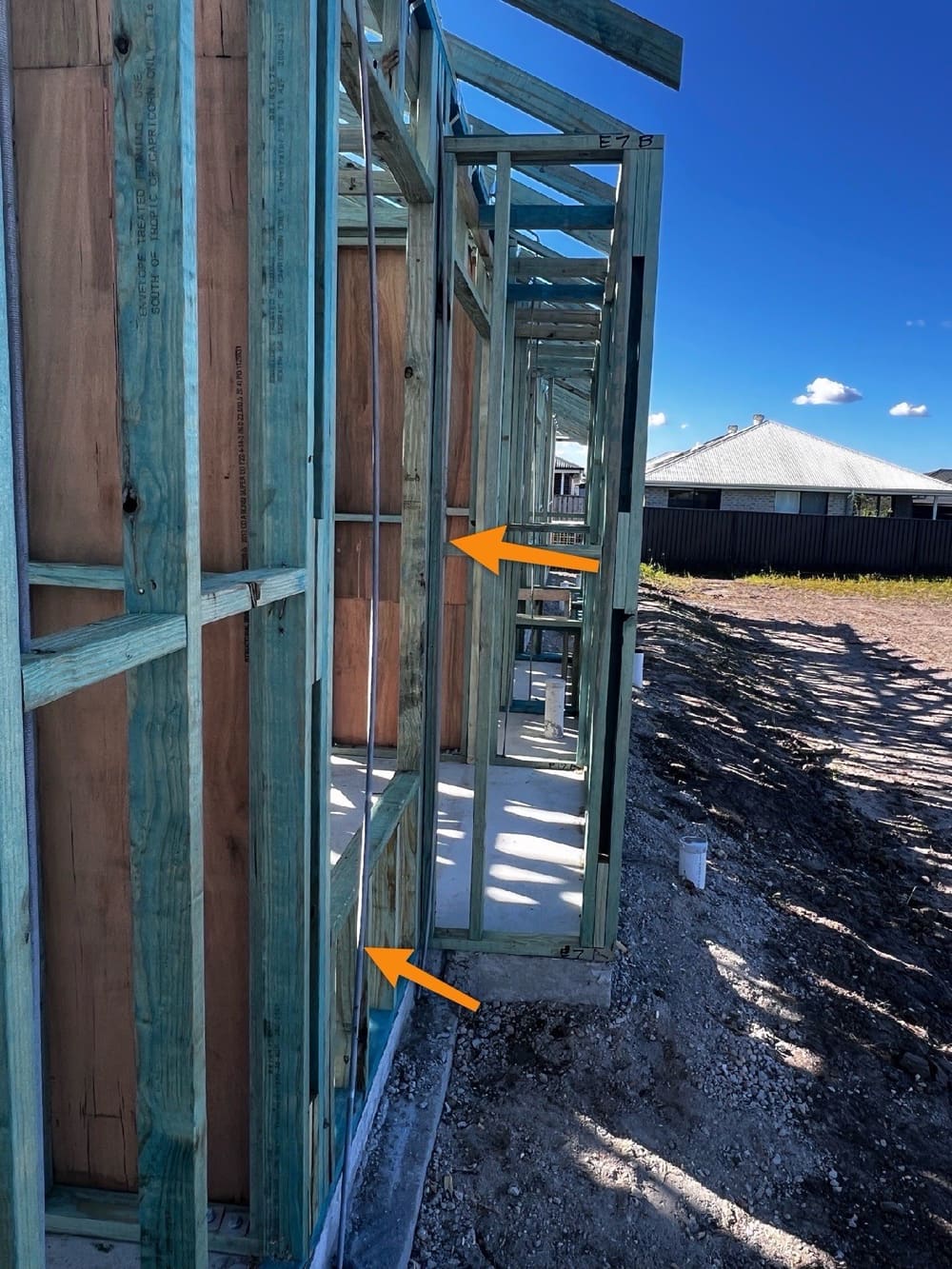 Tie down rods installation, recorded during a frame inspection in Morayfield